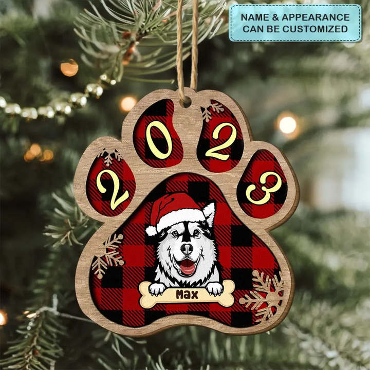2023 Paw - Personalized Custom Wood Ornament - Christmas Gift For Dog Mom, Dog Dad, Dog Lover, Dog Owner