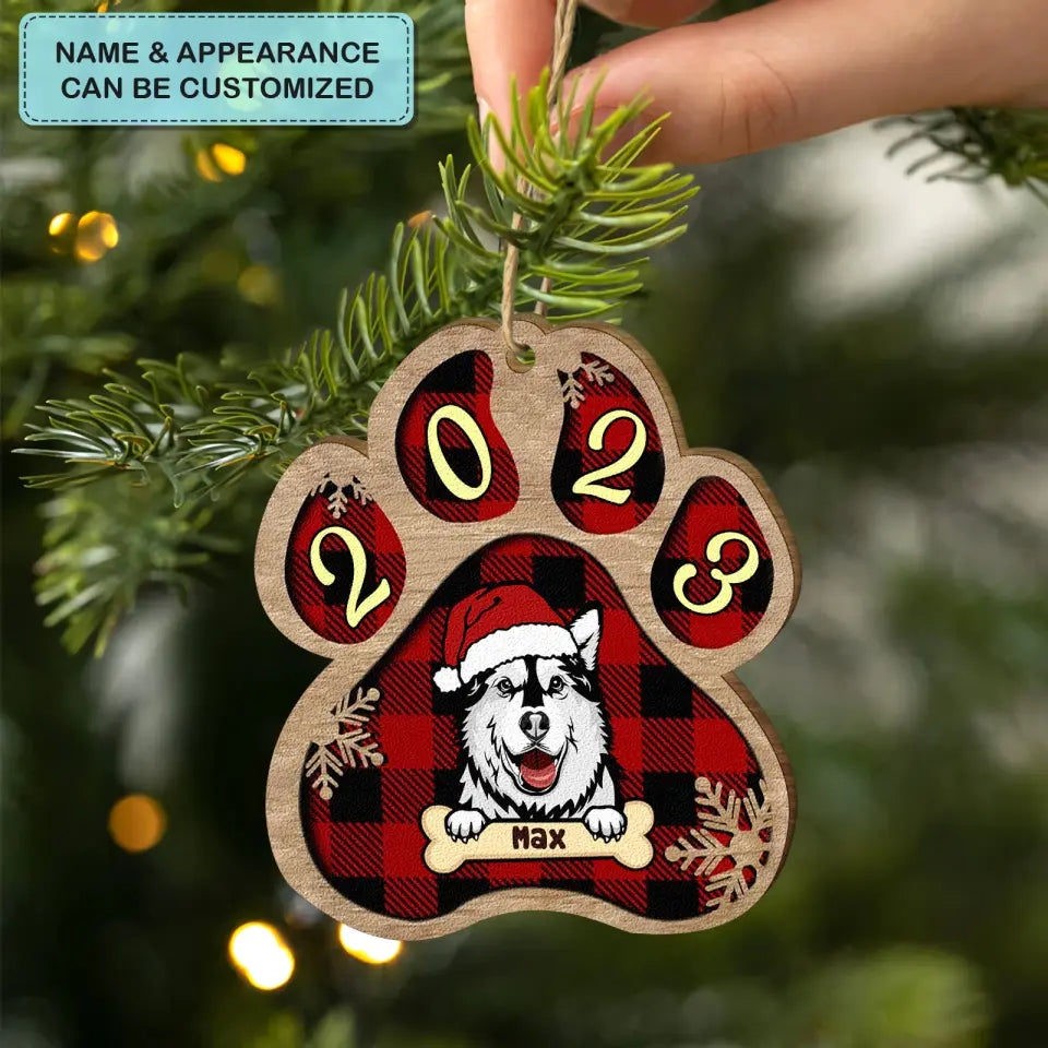 2023 Paw - Personalized Custom Wood Ornament - Christmas Gift For Dog Mom, Dog Dad, Dog Lover, Dog Owner