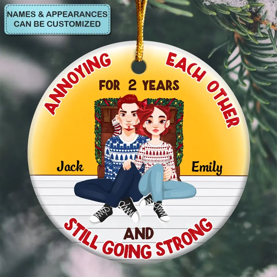 Annoying Each Other For Years - Personalized Custom Ceramic Ornament - Christmas Gift For Couple, Wife, Husband