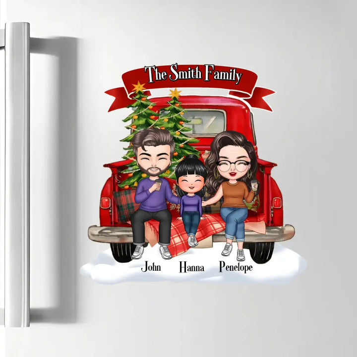 Family On Christmas Truck - Personalized Custom Decal - Christmas Gift For Husband, Wife, Family Members