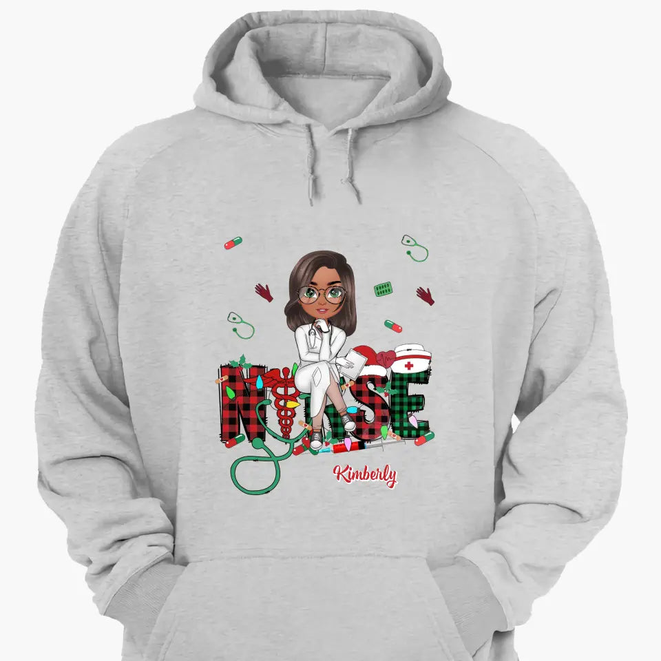 Love Nurse Life Christmas V2 - Personalized Custom T-shirt - Nurse's Day, Appreciation, Christmas Gift For Nurse