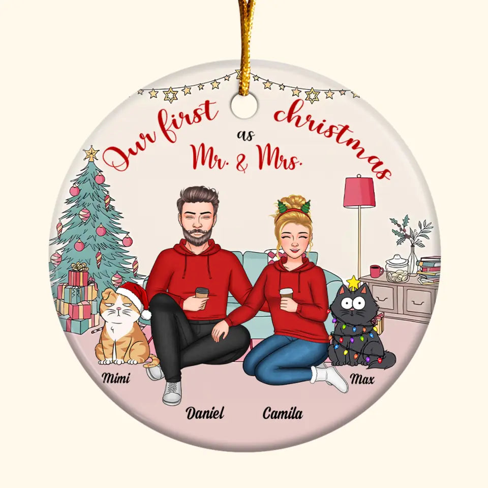 Our First Christmas - Personalized Custom Ceramic Ornament - Christmas Gift For Couple, Wife, Husband