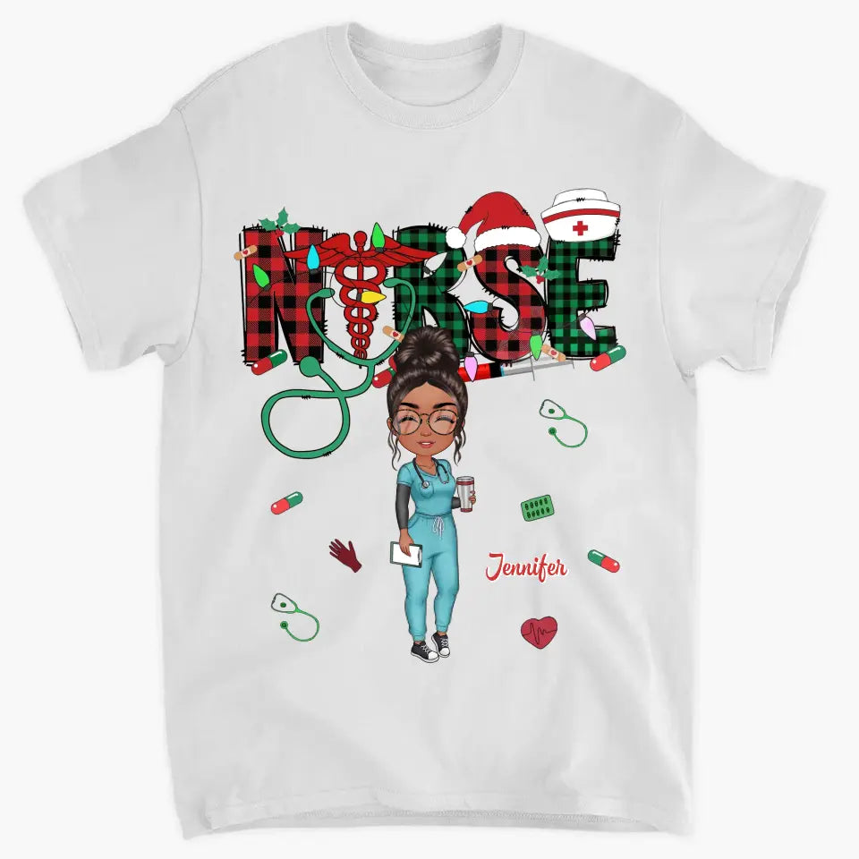 Love Nurse Life Christmas - Personalized Custom T-shirt - Nurse's Day, Appreciation, Christmas Gift For Nurse