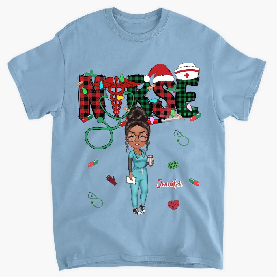 Love Nurse Life Christmas - Personalized Custom T-shirt - Nurse's Day, Appreciation, Christmas Gift For Nurse