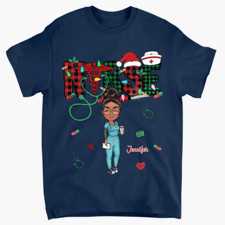 Love Nurse Life Christmas - Personalized Custom T-shirt - Nurse's Day, Appreciation, Christmas Gift For Nurse