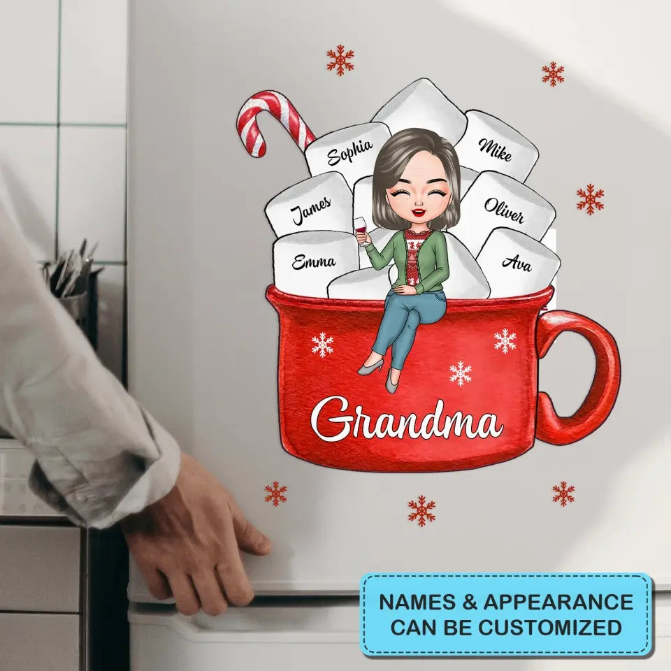 Grandma Hot Cocoa - Personalized Custom Decal - Christmas Gift For Grandma, Family Members