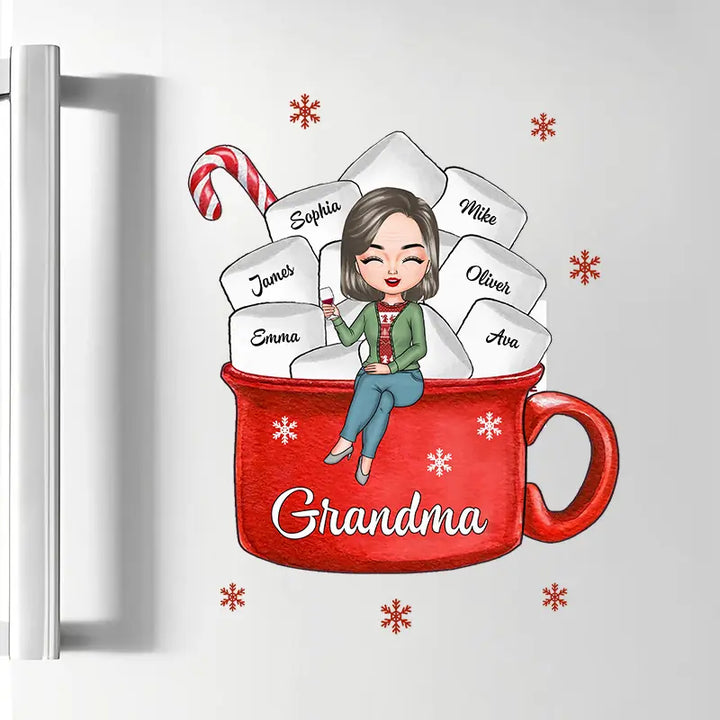 Grandma Hot Cocoa - Personalized Custom Decal - Christmas Gift For Grandma, Family Members