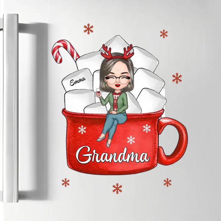 Grandma Hot Cocoa - Personalized Custom Decal - Christmas Gift For Grandma, Family Members