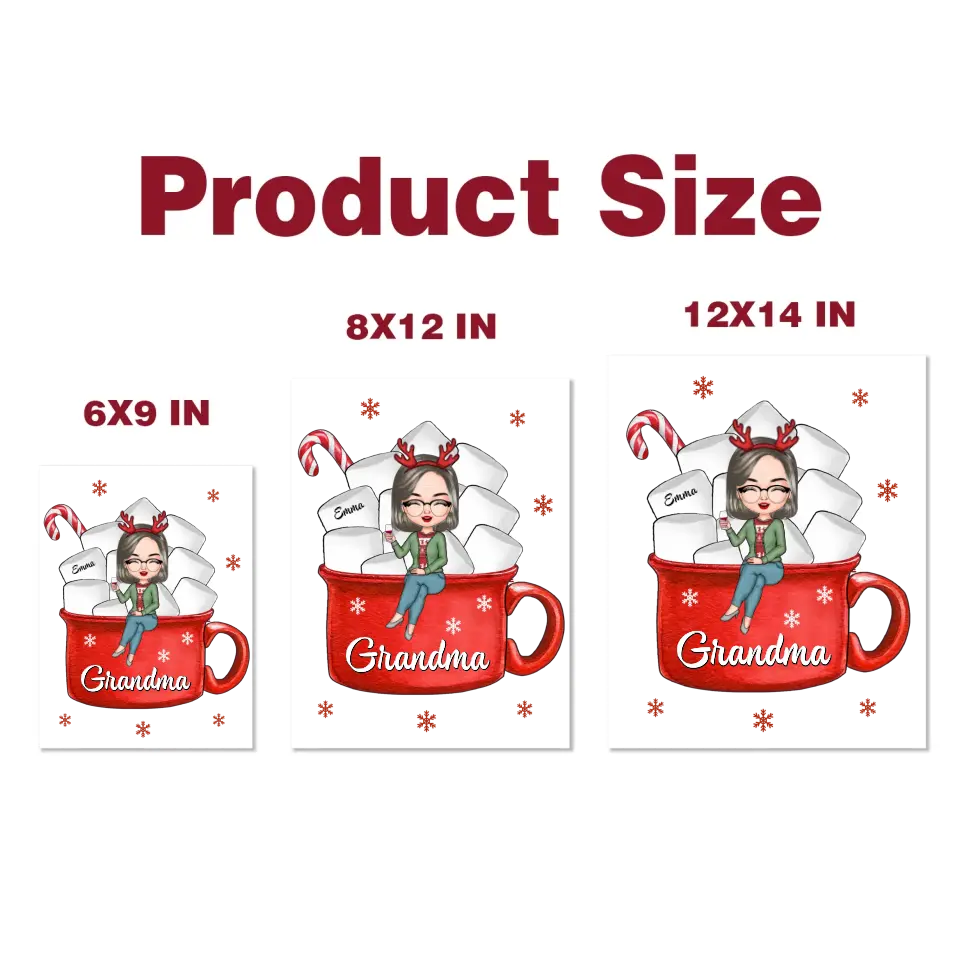 Grandma Hot Cocoa - Personalized Custom Decal - Christmas Gift For Grandma, Family Members