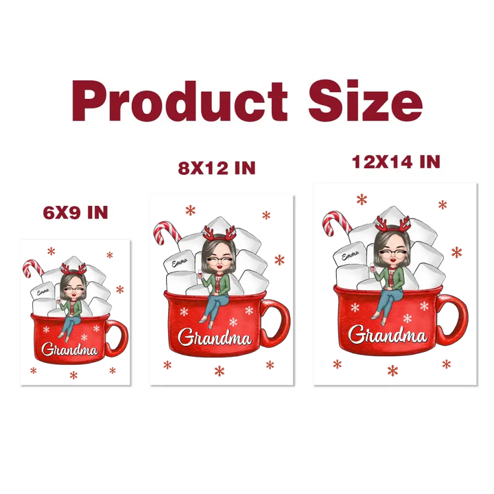 Grandma Hot Cocoa - Personalized Custom Decal - Christmas Gift For Grandma, Family Members