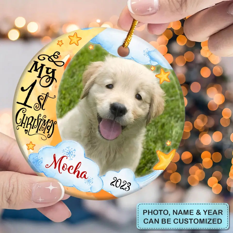 My First Christmas - Personalized Custom Ceramic Ornament - Christmas Gift For Dog Mom, Dog Dad, Cat Mom, Cat Dad