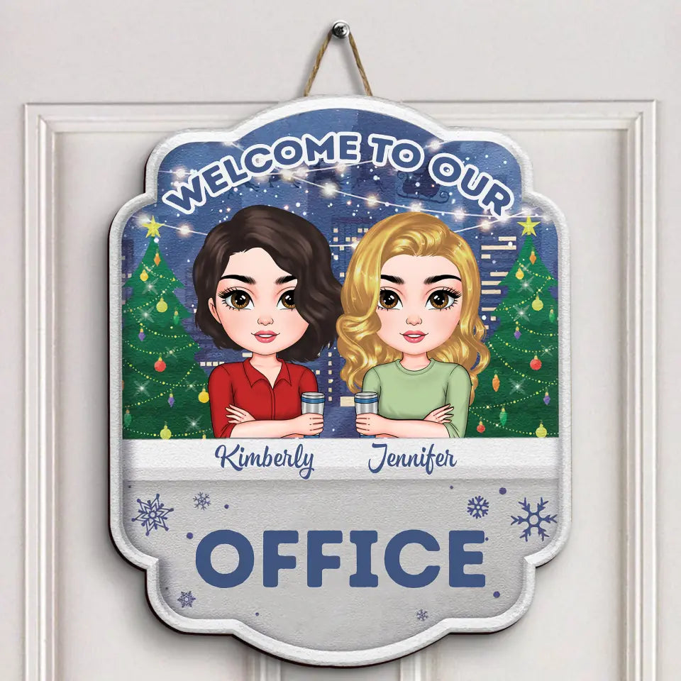 Welcome To Our Office Christmas - Personalized Custom Door Sign - Christmas, Office Decor Gift For Colleagues, Office Staff