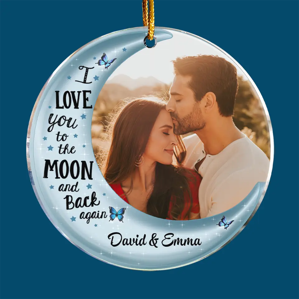 I Love You To The Moon And Back Custom Photo - Personalized Custom Photo Mica Ornament - Christmas Gift For Family, Couple, Family Members