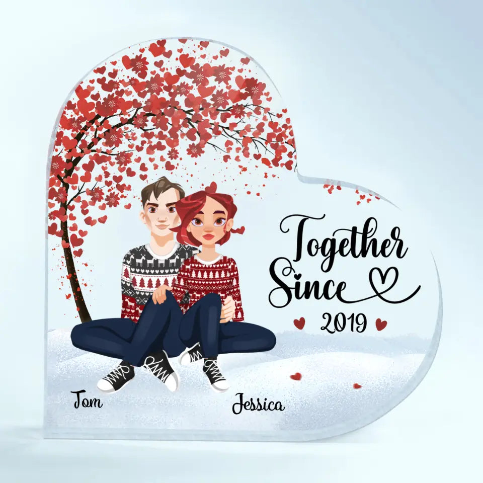 Together Since - Personalized Custom Heart-shaped Acrylic Plaque - Christmas Gift For Couple, Wife, Husband