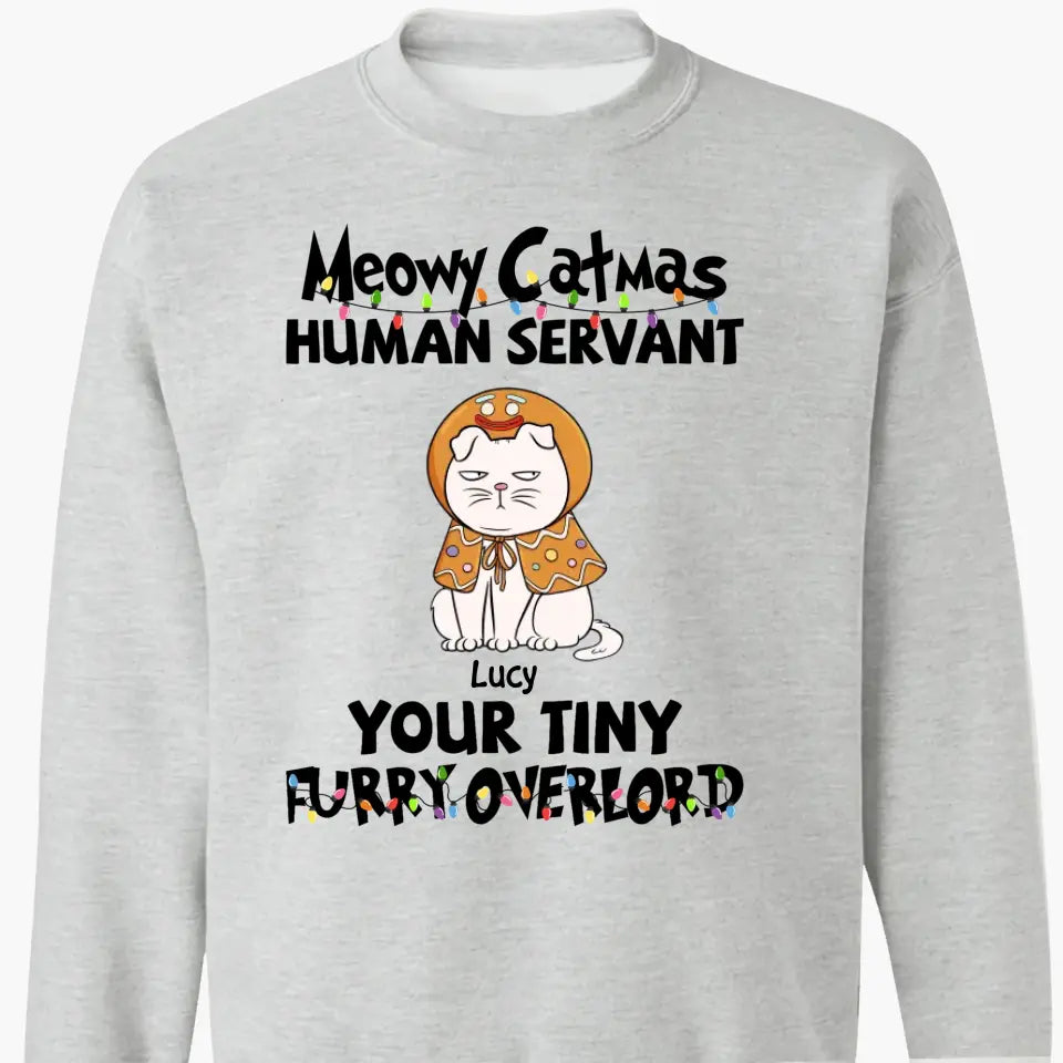 Merry Christmas Your Tiny Furryoverlords - Personalized Custom T-shirt - Christmas Gift For Cat Mom, Cat Dad, Cat Lover, Cat Owner
