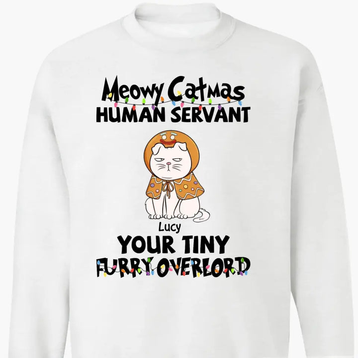 Merry Christmas Your Tiny Furryoverlords - Personalized Custom T-shirt - Christmas Gift For Cat Mom, Cat Dad, Cat Lover, Cat Owner