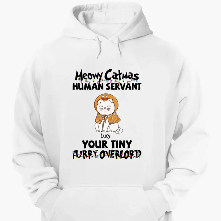 Merry Christmas Your Tiny Furryoverlords - Personalized Custom T-shirt - Christmas Gift For Cat Mom, Cat Dad, Cat Lover, Cat Owner