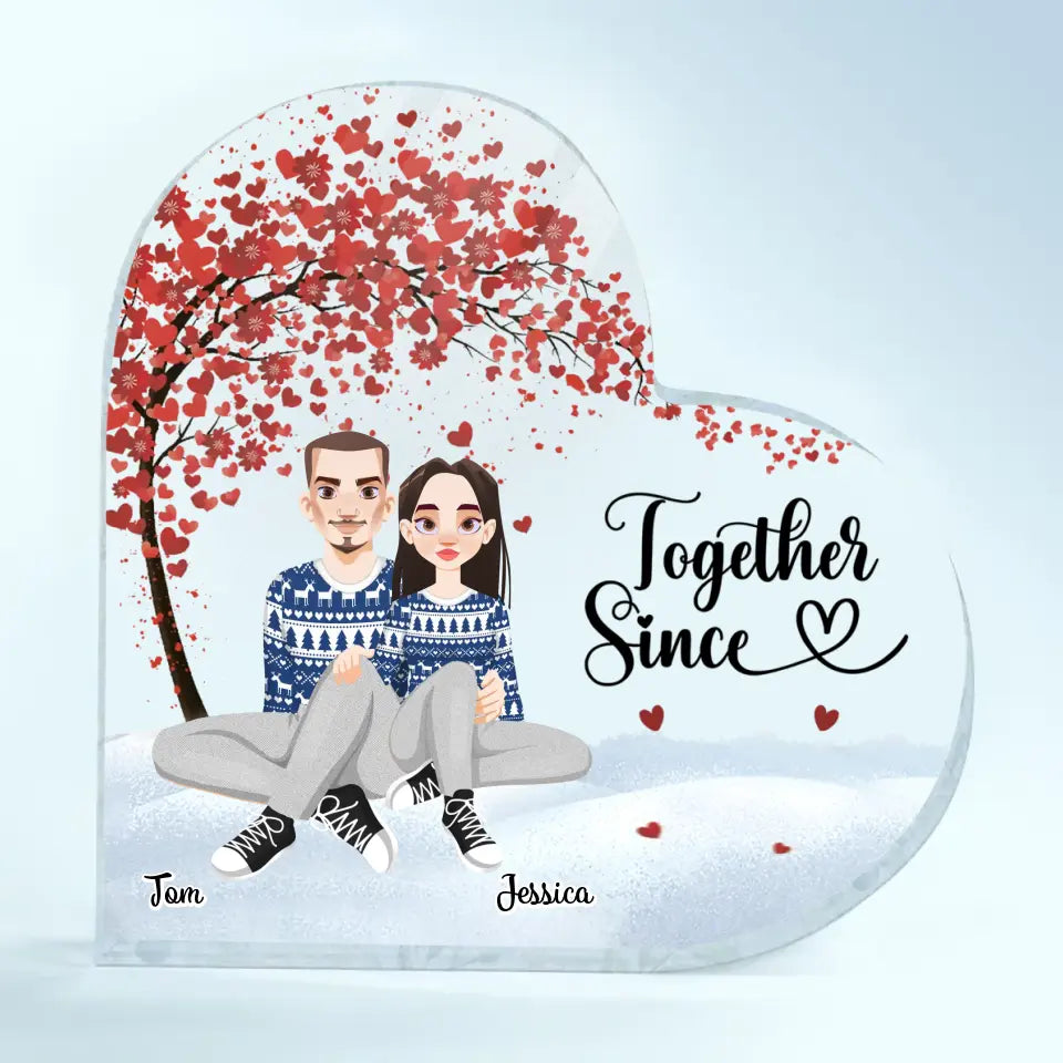 Together Since - Personalized Custom Heart-shaped Acrylic Plaque - Christmas Gift For Couple, Wife, Husband