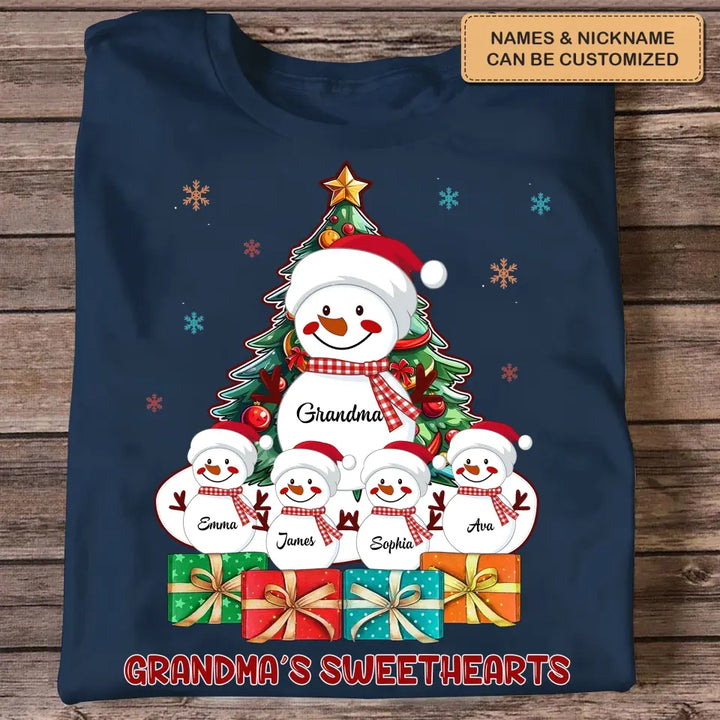 There Is No Greater Gift Than Grandkids Snowman - Personalized Custom T-shirt - Christmas Gift For Grandma