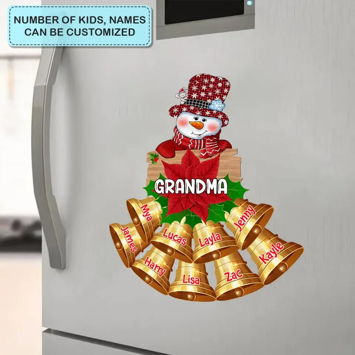 Snowman Nana Christmas Bell Xmas - Personalized Custom Decal - Christmas Gift For Grandma, Family Members