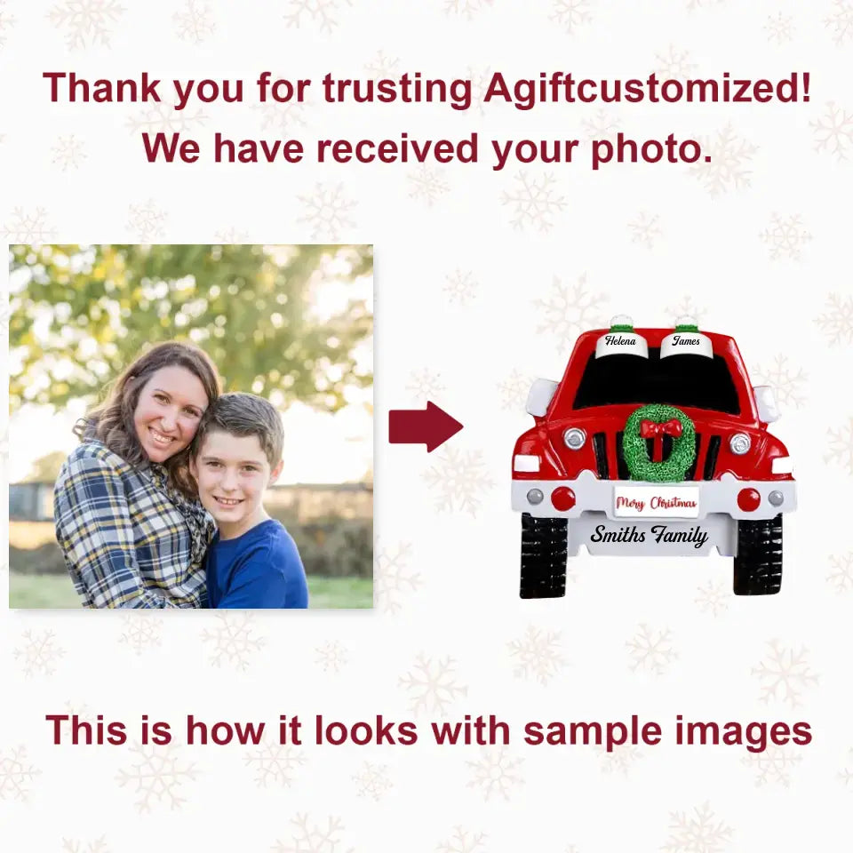 Personalized Photo Mica Ornament - Gift For Family Member - Family Car ARND0014