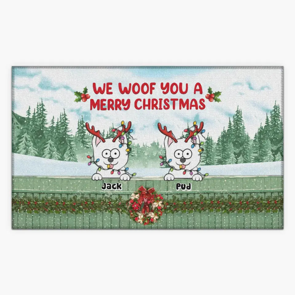 We Woof You A Merry Christmas - Personalized Custom Doormat - Christmas Gift For Dog Mom, Dog Dad, Dog Lover, Dog Owner