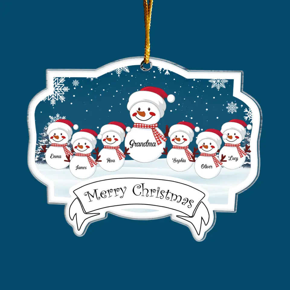 Snowman Grandma Christmas - Personalized Custom Mica Ornament - Christmas Gift For Grandma