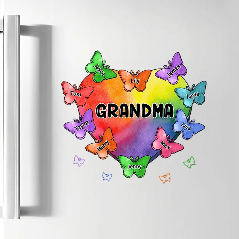 Nana Heart And Butterflies - Personalized Custom Decal - Christmas Gift For Grandma, Mom