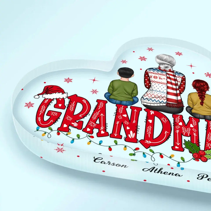 Nana Christmas - Personalized Custom Heart-shaped Acrylic Plaque - Christmas Gift For Grandma, Mom