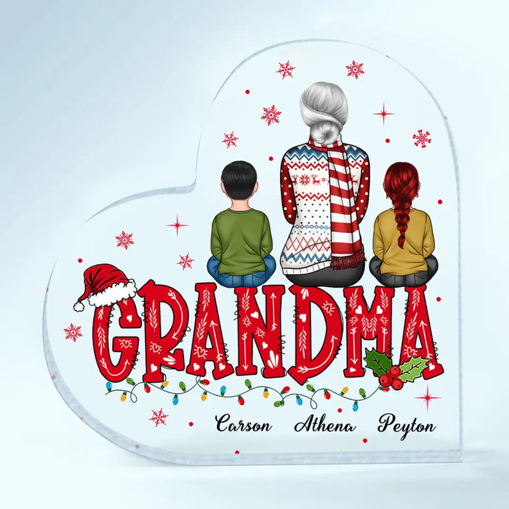 Nana Christmas - Personalized Custom Heart-shaped Acrylic Plaque - Christmas Gift For Grandma, Mom