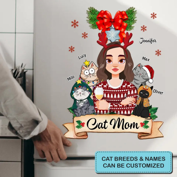 Cat Mom Christmas - Personalized Custom Decal - Christmas Gift For Cat Mom, Cat Lover, Cat Owner