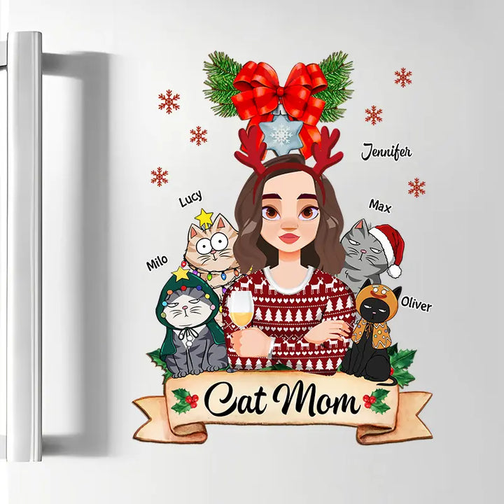 Cat Mom Christmas - Personalized Custom Decal - Christmas Gift For Cat Mom, Cat Lover, Cat Owner