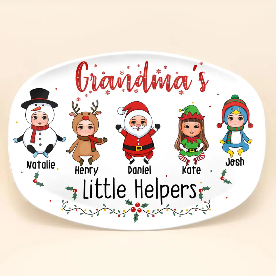 Grandma Little Helpers - Personalized Custom Platter - Christmas Gift For Grandma, Family Members