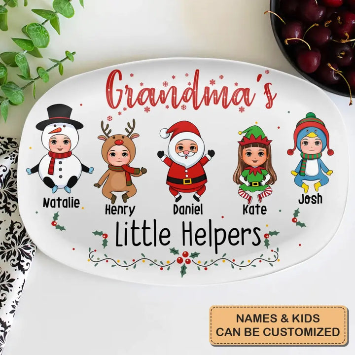 Grandma Little Helpers - Personalized Custom Platter - Christmas Gift For Grandma, Family Members