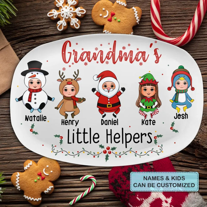 Grandma Little Helpers - Personalized Custom Platter - Christmas Gift For Grandma, Family Members
