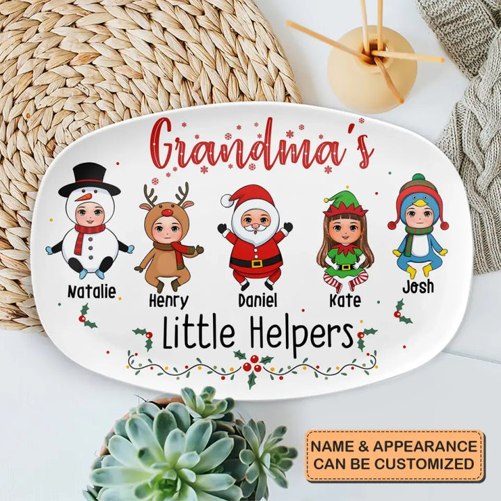 Grandma Little Helpers - Personalized Custom Platter - Christmas Gift For Grandma, Family Members