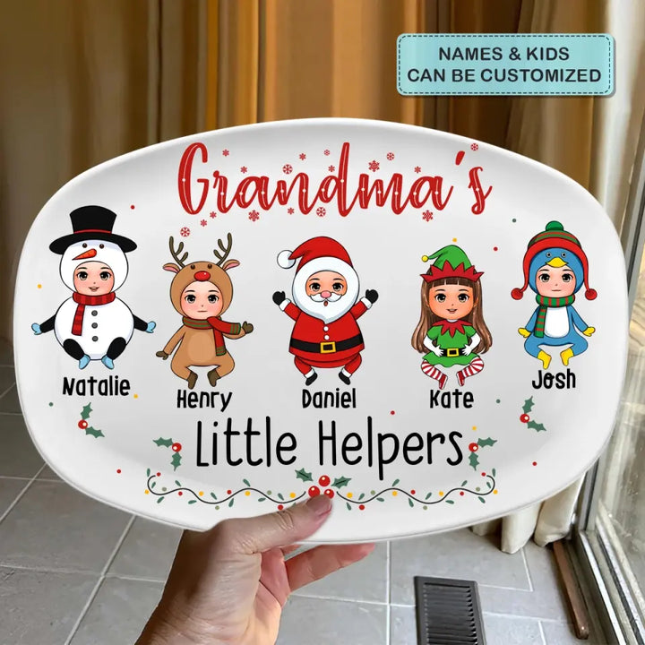 Grandma Little Helpers - Personalized Custom Platter - Christmas Gift For Grandma, Family Members