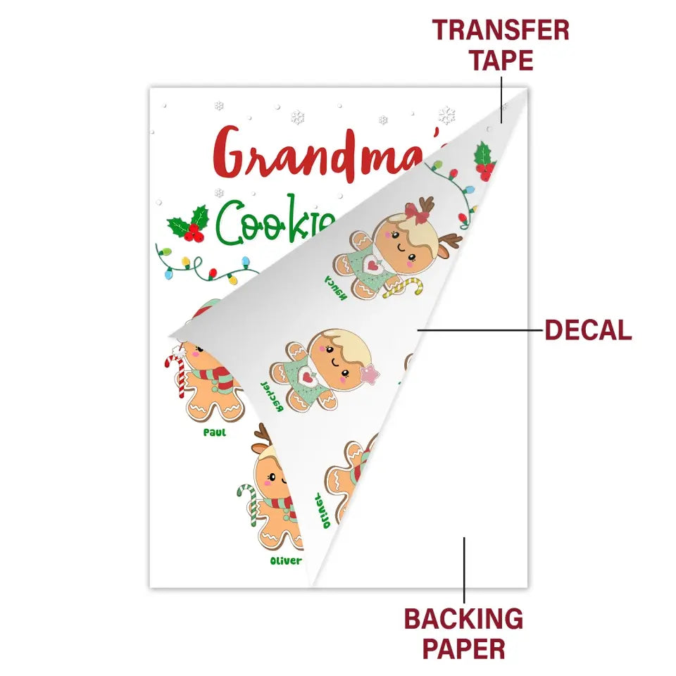 Grandma's Cookie Crew - Personalized Custom Decal - Christmas Gift For Grandma, Family Members