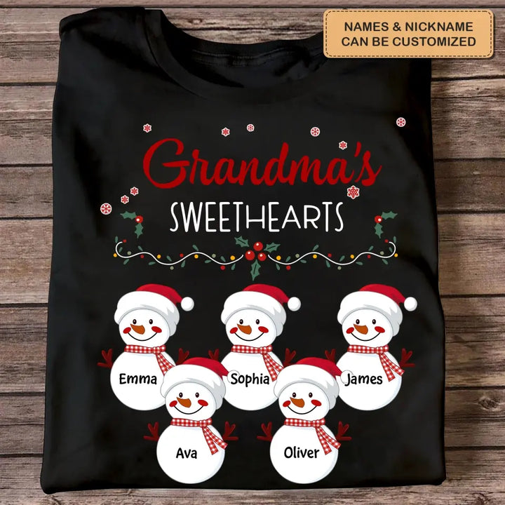 Grandma Snowman Christmas - Personalized Custom T-shirt - Christmas Gift For Grandma