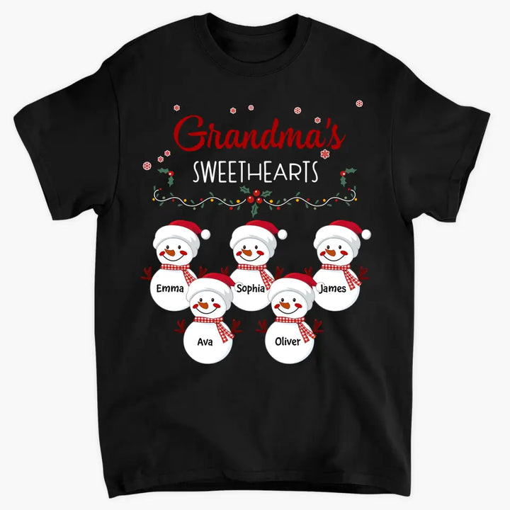 Grandma Snowman Christmas - Personalized Custom T-shirt - Christmas Gift For Grandma