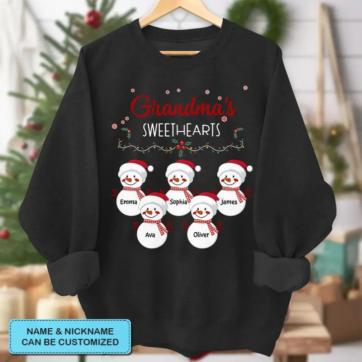 Grandma Snowman Christmas - Personalized Custom T-shirt - Christmas Gift For Grandma