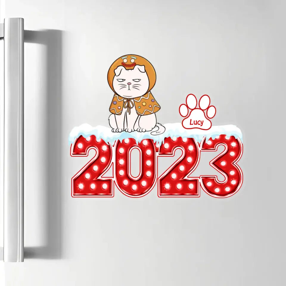 Cute Christmas Cats Sitting On 2023 - Personalized Custom Decal - Christmas Gift For Cat Mom, Cat Dad, Cat Lover, Cat Owner