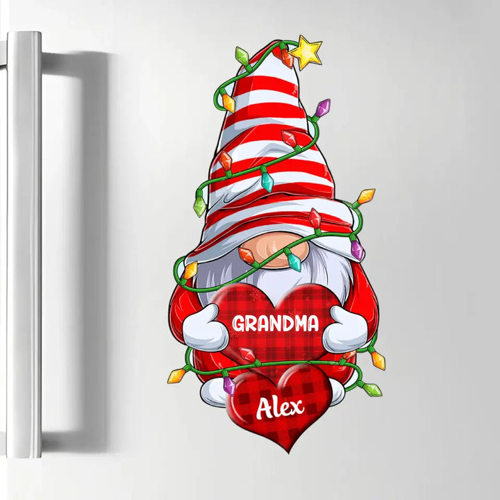 Grandma Gnome Lights - Personalized Custom Decal - Christmas Gift For Grandma, Family Members