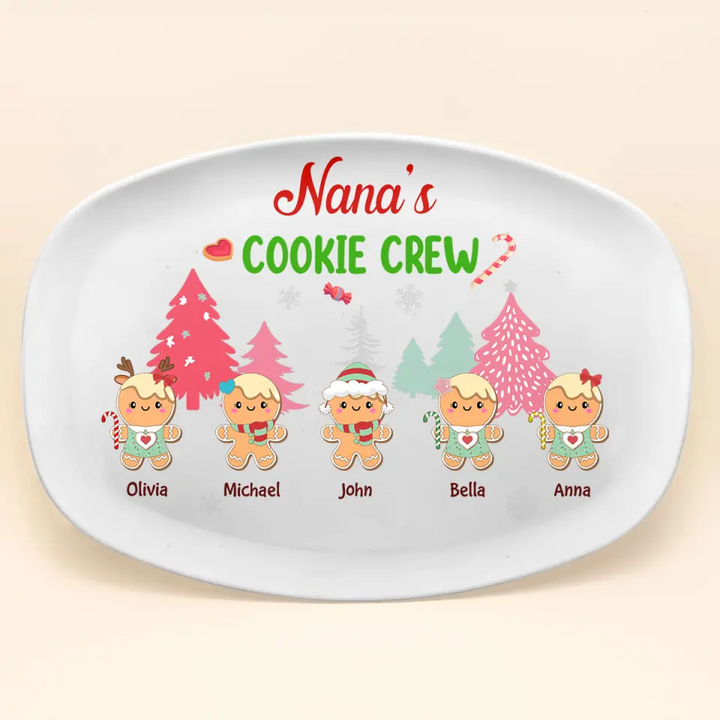 Grandma's Cookie Crew - Personalized Custom Platter - Christmas Gift For Grandma, Mom, Family Members