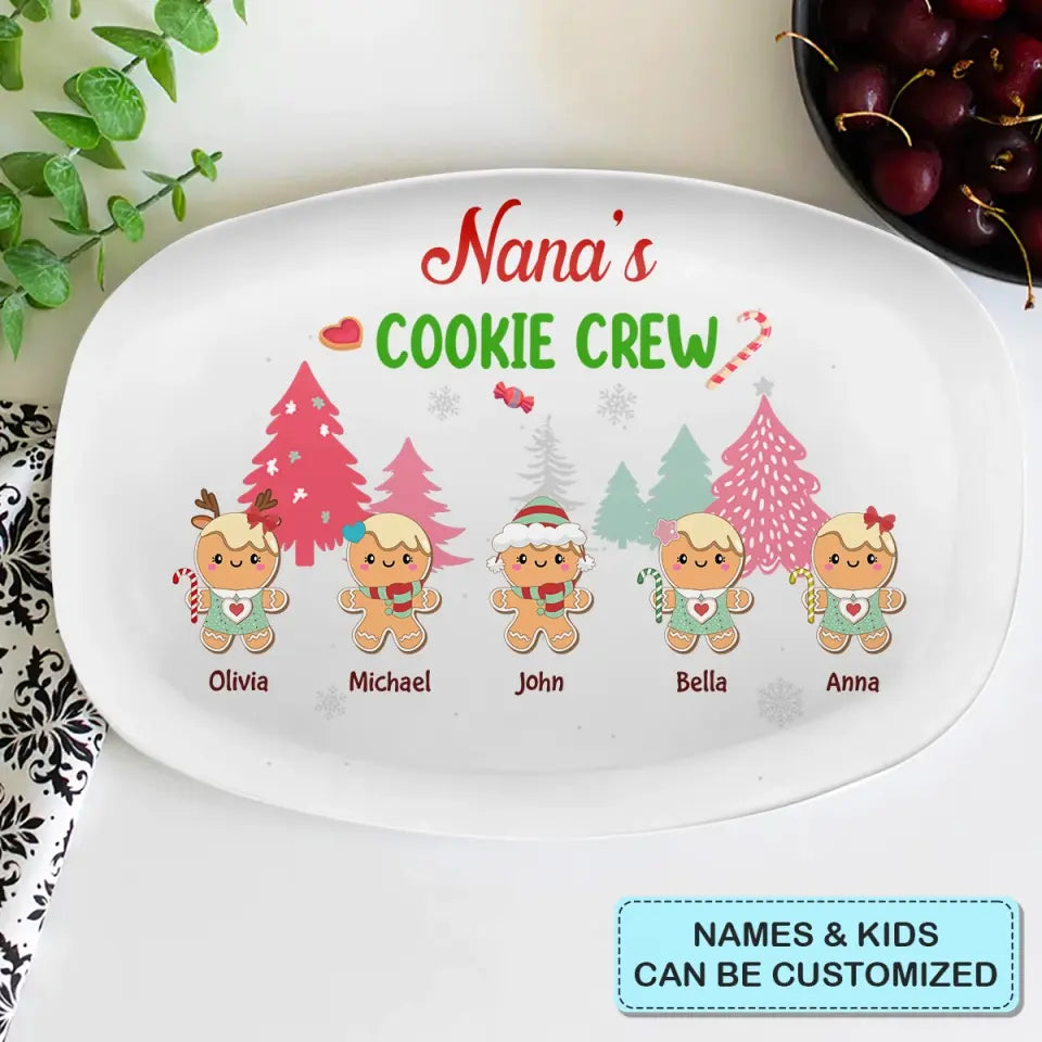 Rozele Grandma's Cookie Crew Personalized Custom Platter Christmas Gift For Grandma, Mom, Family Members, Personalized Platter For Mom, Nana, Granny, Grandma, Custom Serving Platter Dinner Plates