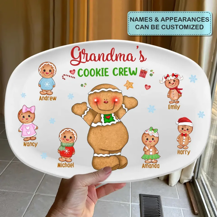 Grandma's Cookie Crew - Personalized Custom Platter - Christmas, Mother's Day Gift For Grandma, Mom, Family Members