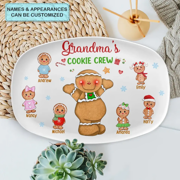 Grandma's Cookie Crew - Personalized Custom Platter - Christmas, Mother's Day Gift For Grandma, Mom, Family Members