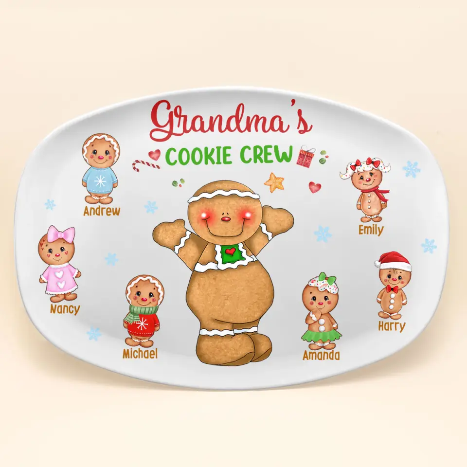 Grandma's Cookie Crew - Personalized Custom Platter - Christmas, Mother's Day Gift For Grandma, Mom, Family Members