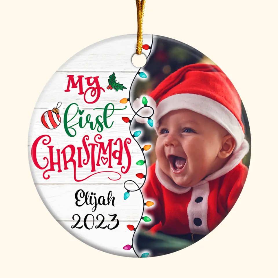 My First Christmas - Personalized Custom Ceramic Ornament - Chrismast Gift For Family Members