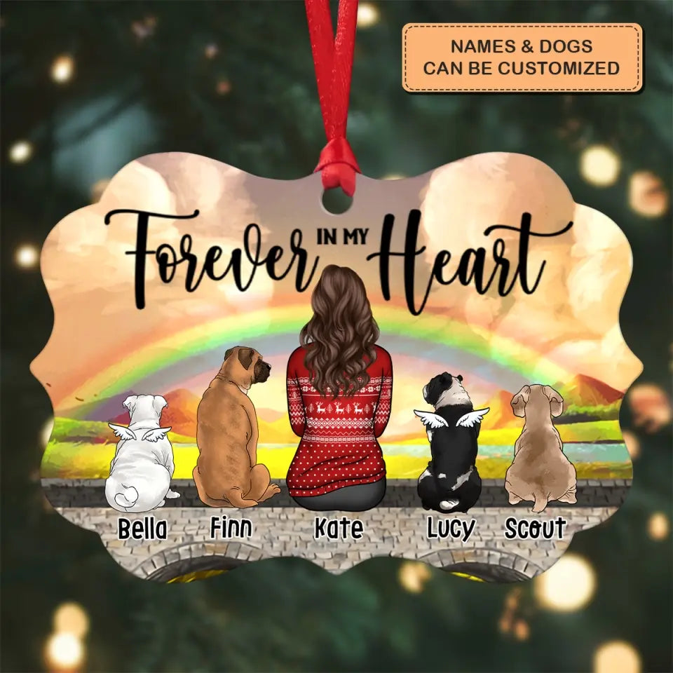Forever In My Heart Memorial - Personalized Custom Aluminium Ornament - Christmas, Memorial Gift For Dog Mom, Dog Dad, Dog Lover, Dog Owner